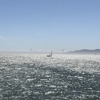 photo of Bay sailboat and Golden Gate bridge style=